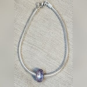 STERLING SILVER CHAMILIA BRACELET WITH PURPLE BEAD 7.5